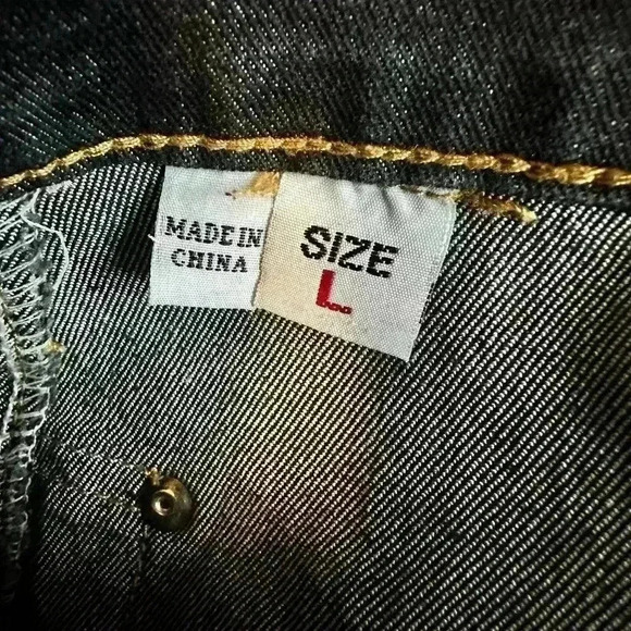 Vintage Lace Up Sides Denim Jeans Y2K 90S Baodong Bodo Boho Button Flap Size L - Picture 6 of 14